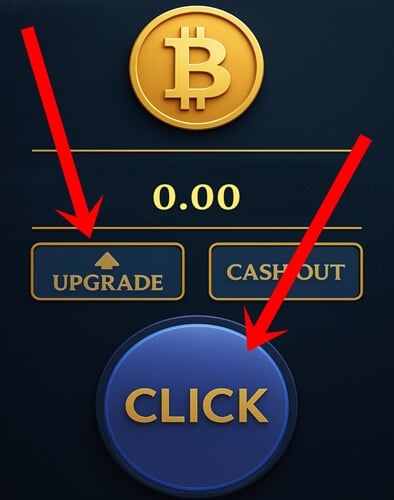 The Click button and the Upgrade button in Click for BTC