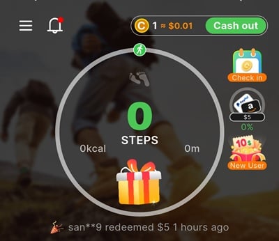 WalkTask step counter with gift boxes