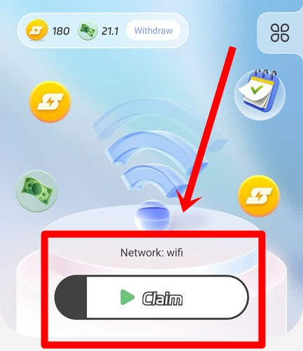 The Claim button in WiFi Mine