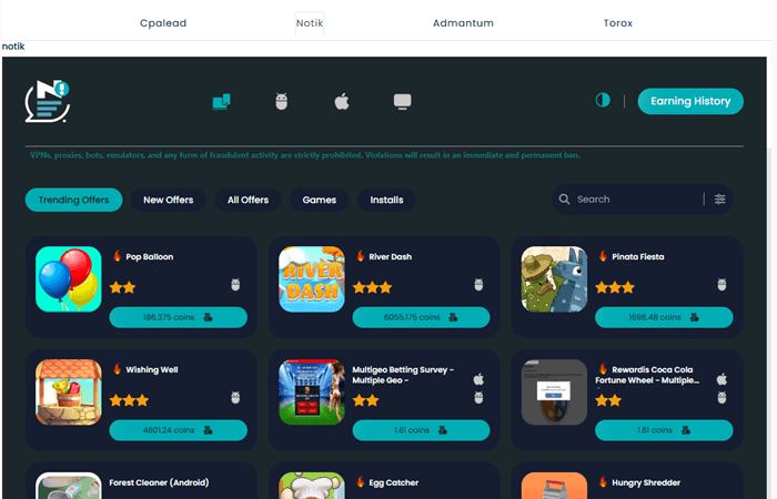 Offerwalls on King of Coint