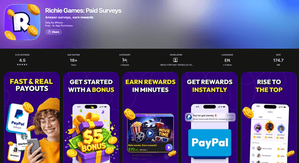 Richie Games app for Android and iOS