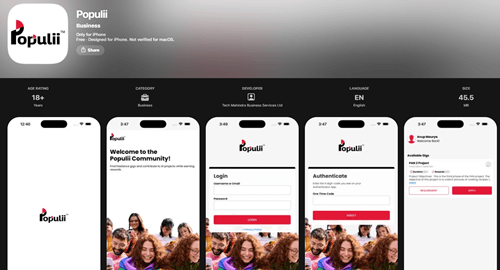 Populii app for Android and iOS